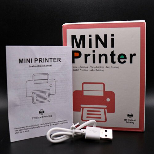 Мини принтер для телефона и печати. Беспроводной, карманный. Формат печати А6 (А7), разрешение 200 DPI, 315 гр