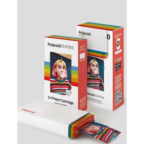 Карманный фотопринтер Polaroid Hi-Print 2x3, комплект с фотобумагой 20 листов