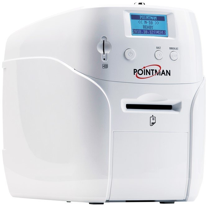 Принтер для печати пластиковых карт Pointman Nuvia N25 N25-0001-00-S двухсторонний, подающий лоток на 100 карт, принимающий на 50 карт USB, Ethernet